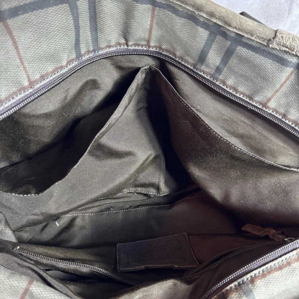 Coach D1361-F70934 Canvas W/Leather Trim Plaid Travel‎ Bag - Picture 6 of 8